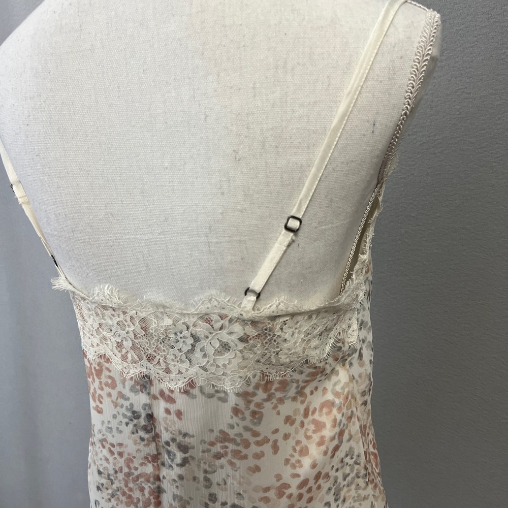 Abercrombie & Fitch Camisole Women S Cream Animal Print Lace Trim Boho Romantic - Picture 5 of 10